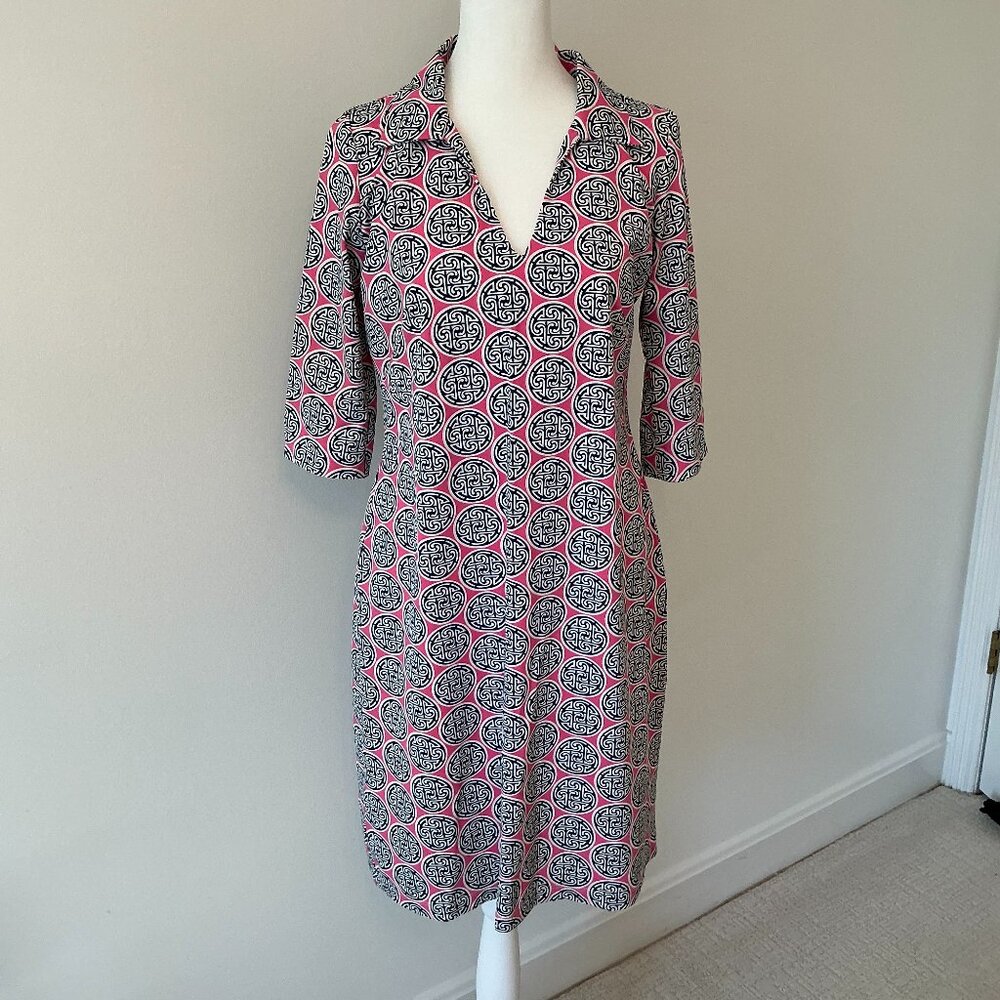 Katherine Way Pink, Navy, & White Dress - Size Small
